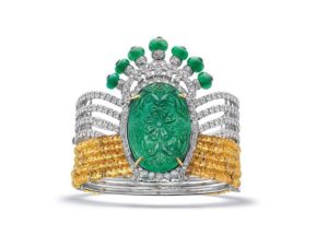 Bracelet from the Colours of Life collection; crafted using a carved emerald, yellow sapphire, diamond and emerald beads, set in 18K gold