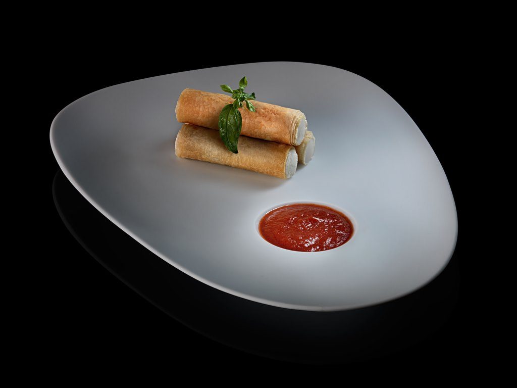 29 CRISPY BUFFALO MOZZARELLA AND RICOTTA CANNELONI WITH TOMATO SAUCE